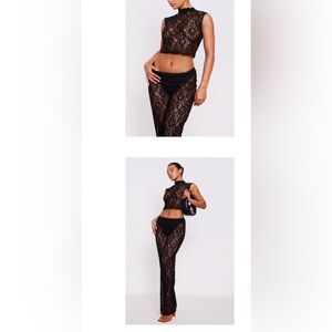 Black sheer lace top and bottom